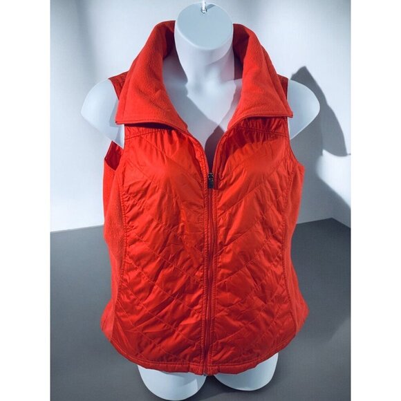 Columbia Women XL Quilted Fleece Zip Front Vest Red Lightweight Outdoor Layering - Picture 10 of 10